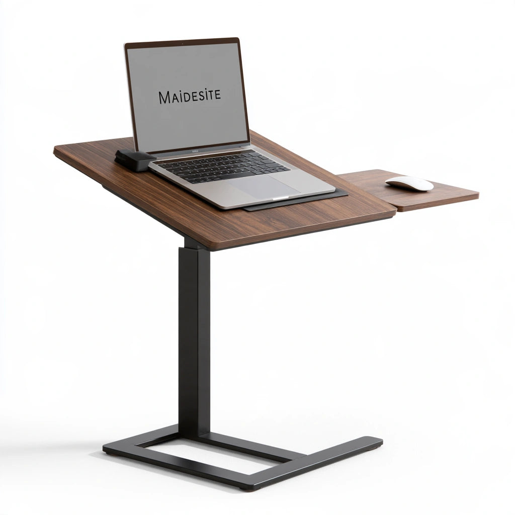 Onvirex modern adjustable gray side table with clear design, suitable for living room or home decor, on a white background.