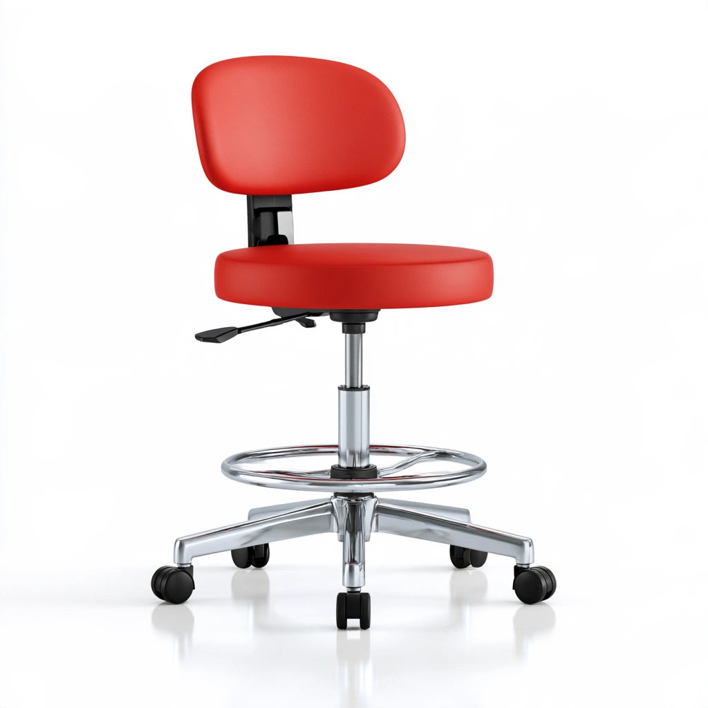 Onvirex compact red adjustable seat hocker with clear modern design, suitable for living room or drafting workspace.