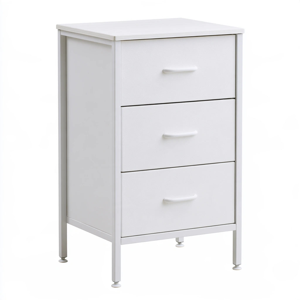 Onvirex white multi-tier storage shelf with three drawers, minimalist design for house and garden organization
