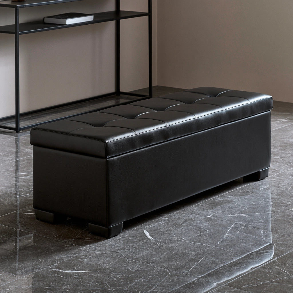 Schmale schwarze Sitzbank, mit klarer Formgebung, Farbe: schwarz