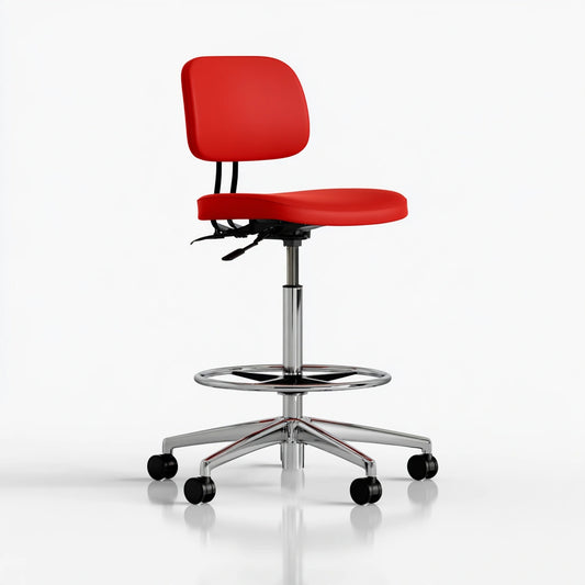 Kompakter Sitzhocker, mit klarer Formgebung, verstellbar, Farbe: rot