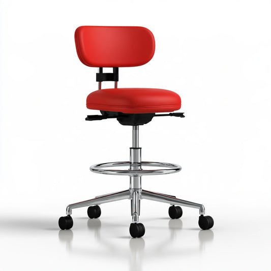 Kompakter Sitzhocker, mit klarer Formgebung, verstellbar, Farbe: rot