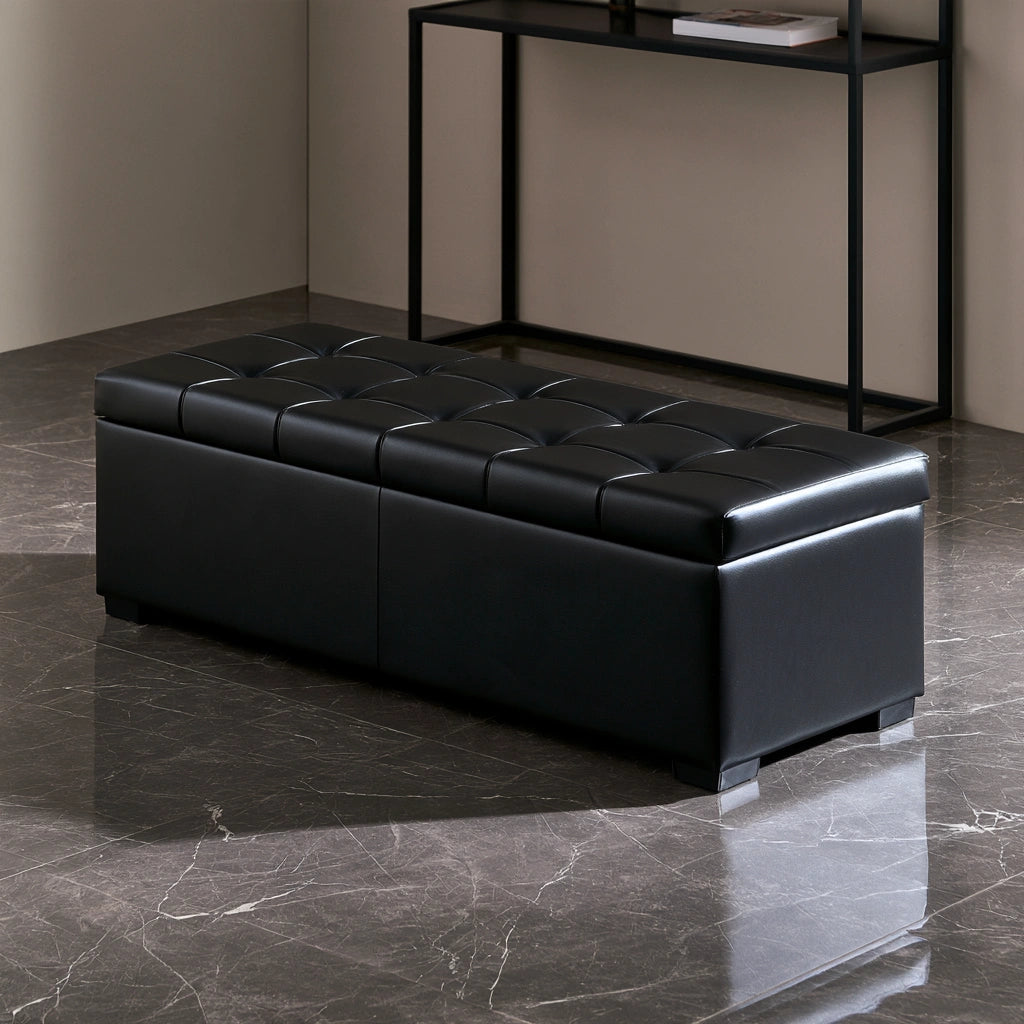 Schmale schwarze Sitzbank, mit klarer Formgebung, Farbe: schwarz